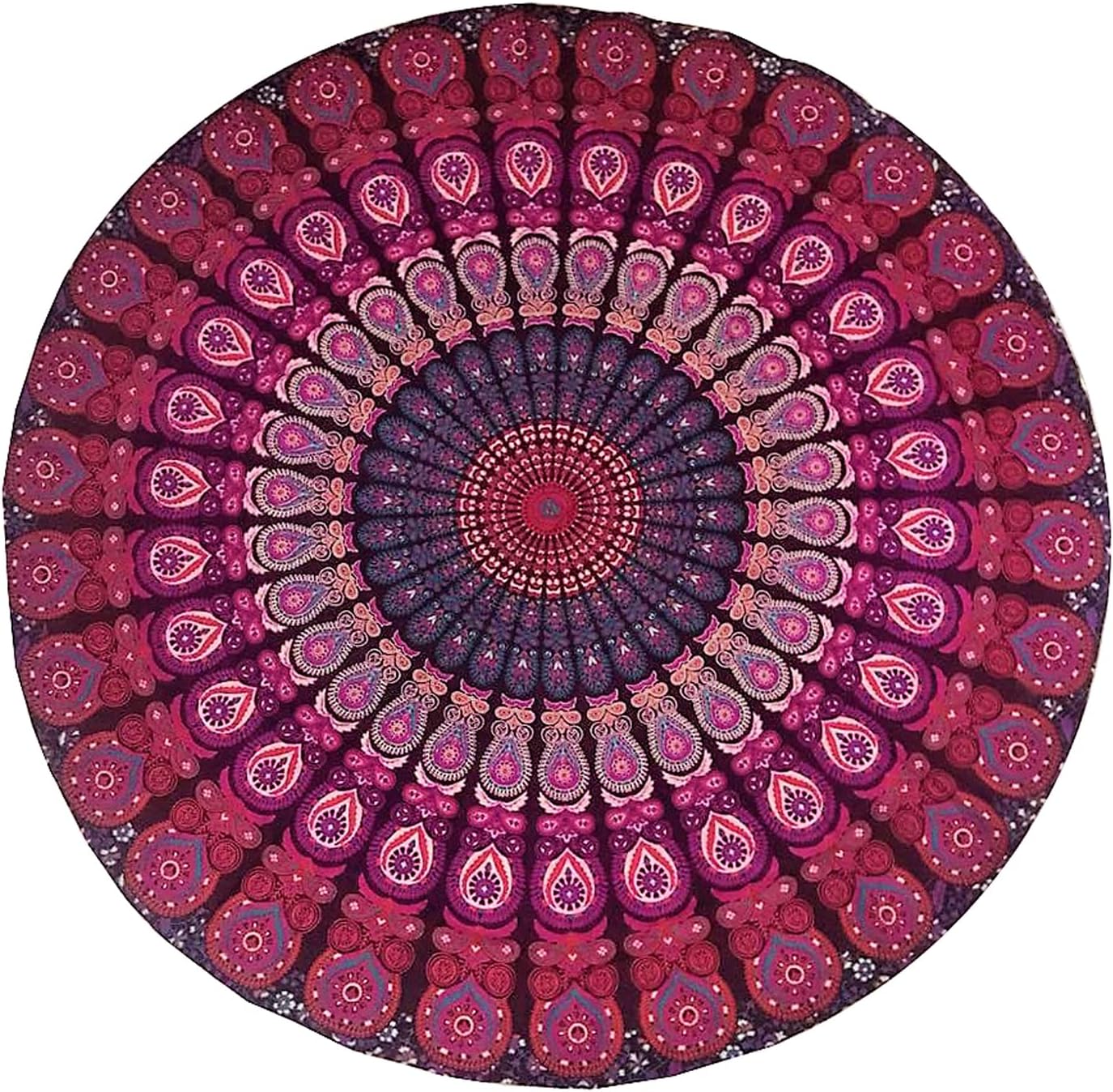 raajsee Purple Round Beach Tapestry Hippie/Boho Beach Blanket Mandala/Indian Cotton Throw - Round Tablecloth/Home Decor/Indie Rug Yoga Mat Meditation Picnic Rugs 127 CM / 50 INCHE Circle