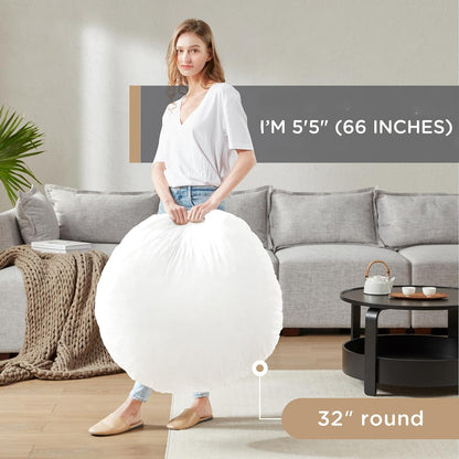Codi Large Meditation Cushions – Round Floor Pillows for Adults with Removable Washable Cover, Soft and Supportive Floor Cushion for Yoga, Seating and Dog Bed, 32 inch - Grey