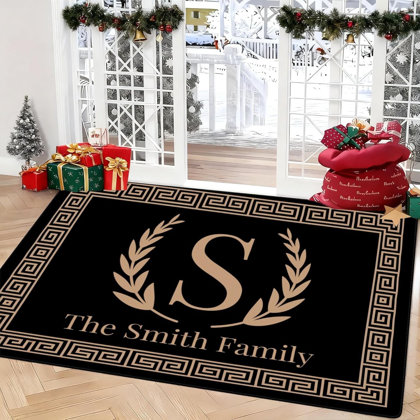 Personalized Family Name Initials Monogram Pink Rug, Shining Butterfly Printed Carpets for Girls Kids Butterfly Theme Living Room Indoor Bedroom Decor 5'×7' Soft Polyester Yoga Mat