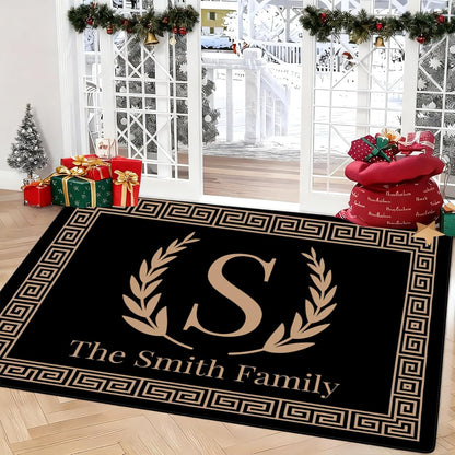Personalized Family Name Initials Monogram Pink Rug, Shining Butterfly Printed Carpets for Girls Kids Butterfly Theme Living Room Indoor Bedroom Decor 5'×7' Soft Polyester Yoga Mat