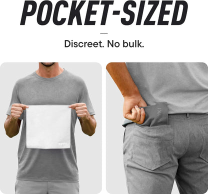 DRYKI Pocket-Sized Sweat Towels - The Original Sweat Absorbing Handkerchiefs - Quick-Dry Microfiber Sweat Rags for Face, Hands, & Body - Men & Women - Gym, Sports, and Work (Blue: 5 Pack)