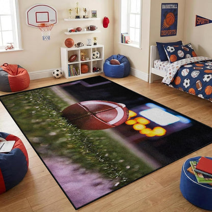Sports Field Area Rug,5x7ft, Soccer Field Chalked Blackboard Football Stadium Board Painted Non-Slip Soft Carpet Floor Mat Indoor Living Room Bedroom Rugs Yoga Mat Home Decor