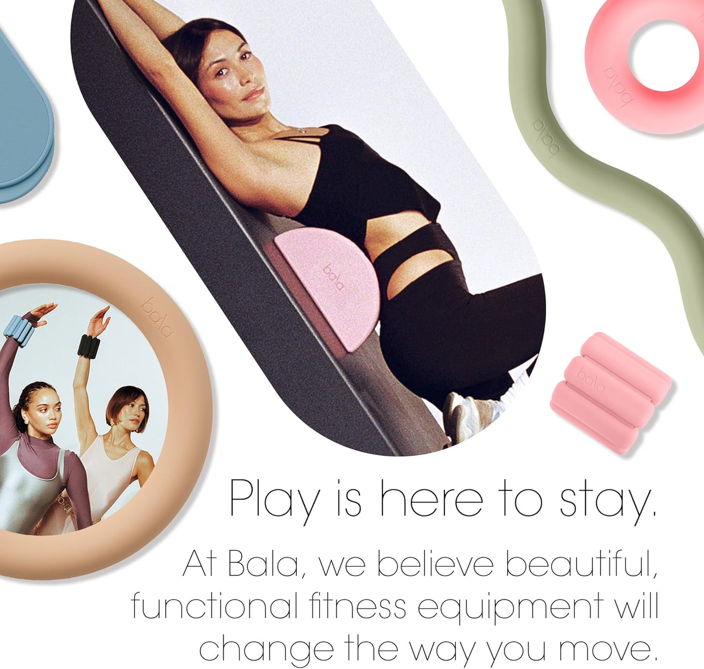 Bala Balance Blocks 2 Pack, Yoga Blocks for Working Out, (Blush) - Semi-Circular Yoga Accessories for Stretching & Exercise - Yoga Equipment for Home Workout - Yoga Block Essentials for Women & Men