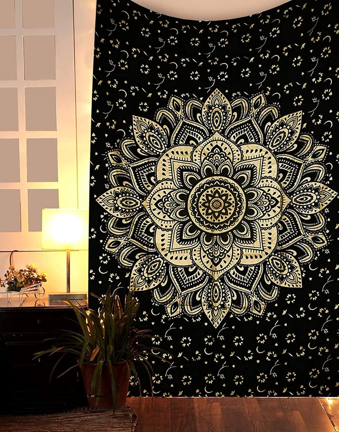 raajsee Indian Cotton Green Tapestry Mandala Wall Hangings- Tapestry For Bedroom - Indie Wall Tapestry Hippie Room Decor - Boho Small Tapestrys Aesthetic 30x40 Inches