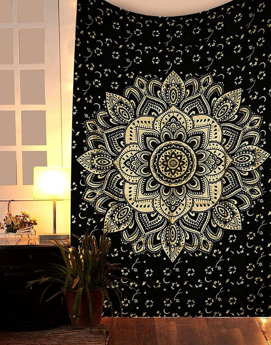 raajsee Indian Cotton Green Tapestry Mandala Wall Hangings- Tapestry For Bedroom - Indie Wall Tapestry Hippie Room Decor - Boho Small Tapestrys Aesthetic 30x40 Inches