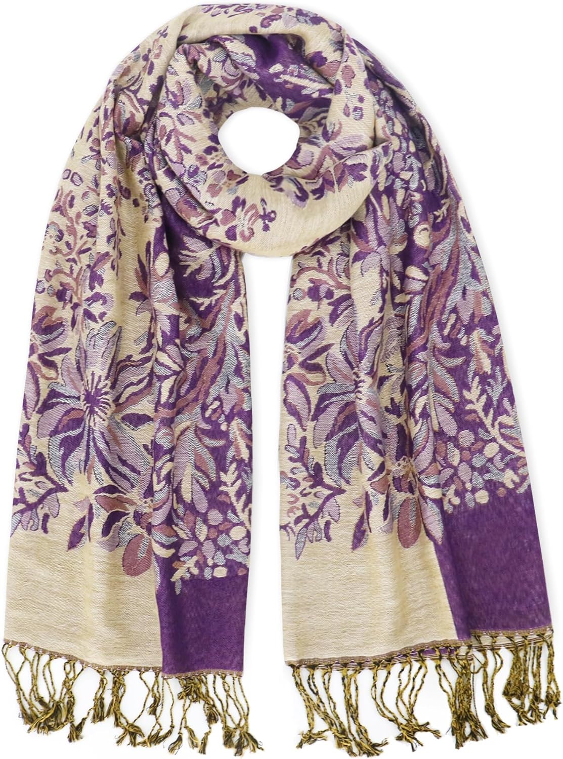 vimate Silky Paisley Pashmina Shawl Scarf-Women's Soft Double-side Jacquard Pashminas Wrap for Evening Dress Travel Shawl