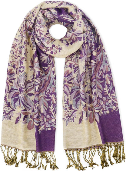 vimate Silky Paisley Pashmina Shawl Scarf-Women's Soft Double-side Jacquard Pashminas Wrap for Evening Dress Travel Shawl