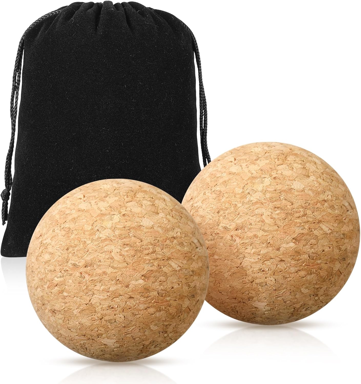 TrelaCo Cork Massage Balls Set of 2 for Fascia Release After Exercise Yoga Point Therapy Relax Muscles Relieve Stress Tools