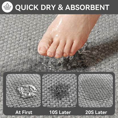 YDKGL Non Slip Long Bath Mat Bathroom Runner, Rubber Backing Ultra Thin Bathroom Rugs Fit Under Door Quick Dry Super Absorbent Washable Bath Rug Shower Mat for Bathtub Sink Floor, Dark Gray 17"x47"