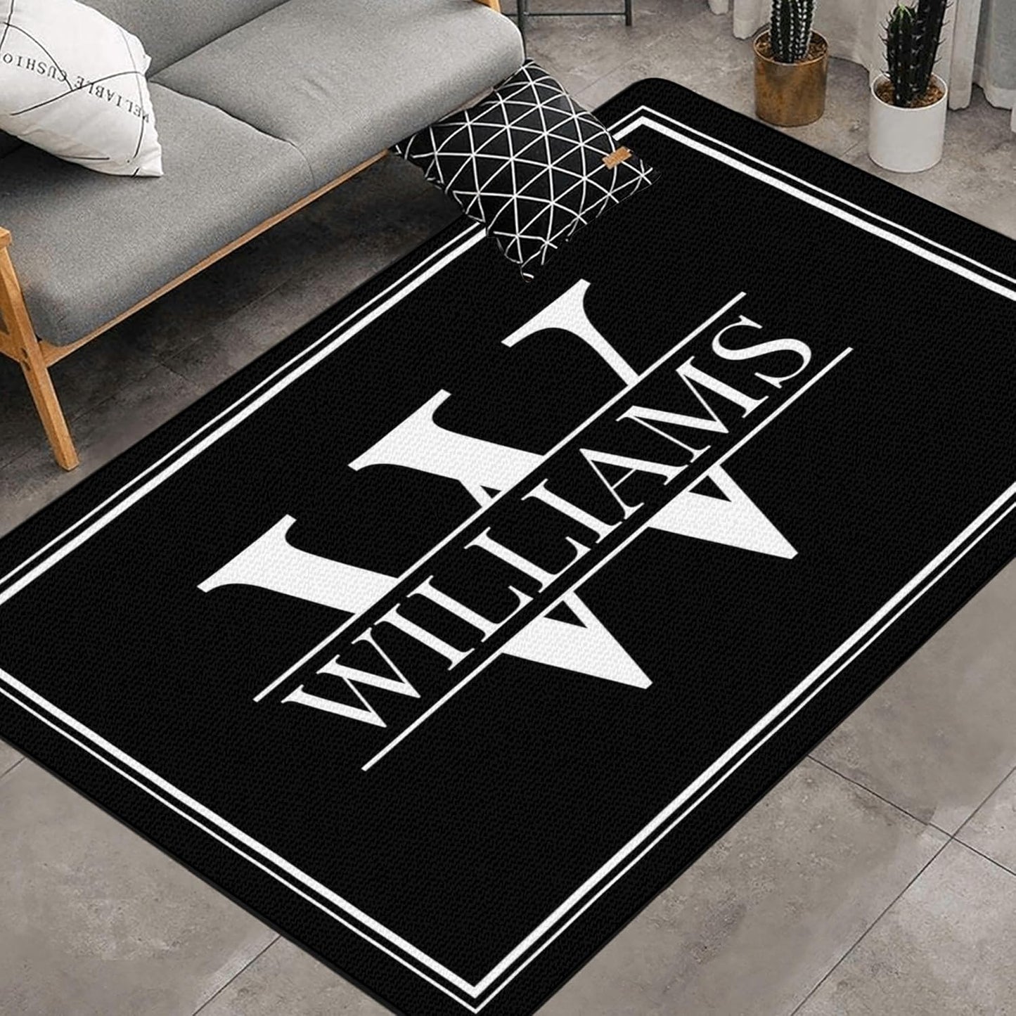 Personalized Family Name Initials Monogram Pink Rug, Shining Butterfly Printed Carpets for Girls Kids Butterfly Theme Living Room Indoor Bedroom Decor 5'×7' Soft Polyester Yoga Mat