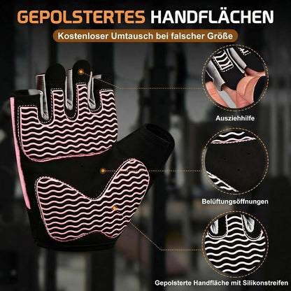 sunnex Workout Gloves for Women - Breathable Weight Lifting Gloves with Non-Slip Silicone Padding, Fingerless Gym Gloves for Cycling, Rowing, Pull Ups & Training (4 Sizes)