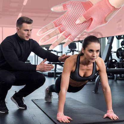Shyyween 3 Pairs Silicone Grip Yoga Gloves Non Slip Fingerless Pilates Gym Workout Gloves for Women Men, One Size Fits Most, Comfortable and Breathable
