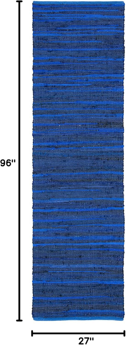 SAFAVIEH Area Rug 3x5 - Rag Rug Collection - Blue & Multi, Handmade Cotton, Boho Stripe Pattern, Ideal for Entryway, Living Room, Bedroom, Dining Space (RAR130B)