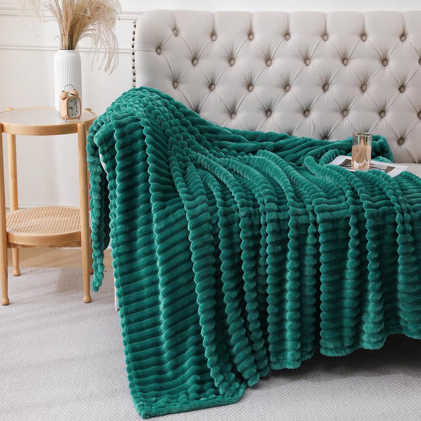Khaki Throw Blanket for Couch Sofa 50x60 inches Striped Fleece Blankets Room Home Decor Lightweight Plush Soft Cozy Gifts for Women Mom Girls