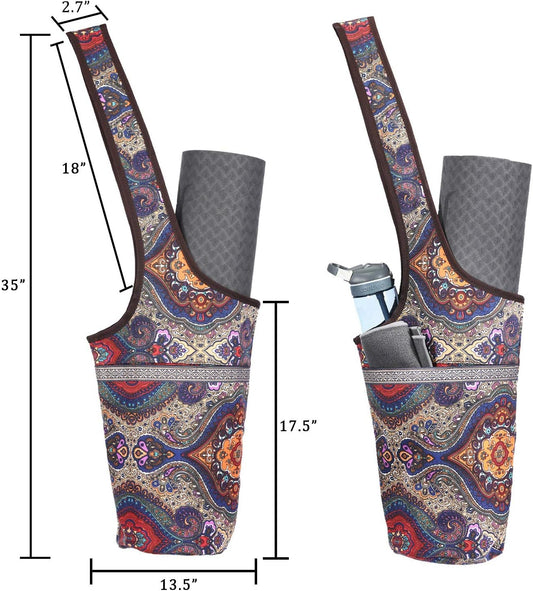 Ewedoos Canvas Yoga Mat Bag Fits Most Mats Yoga Bag with Large Storage Pockets to Hold More Accessories Ideal for Pilates Workout Gifts & Travel