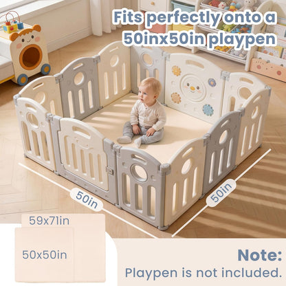 ACOMOPACK 1.3" Thick Baby Play Mat for Floor 79x118"-Large Water-Repellent&Non-Slip Memory Foam Mat for Kids,Toddlers,Soft Velvet Nursery Rug for Tummy Time&Crawling,Yoga,Tatami Style(Blue)