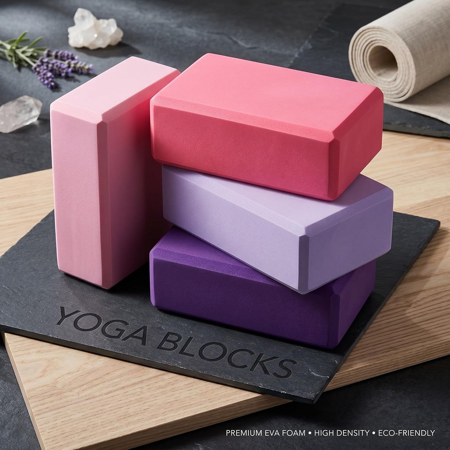 4 Pcs Foam EVA Yoga Blocks Different Color Soft Non Slip Supportive Yoga Bricks Lightweight Gymnastic Blocks Stretching Accessories for Women Pilates Meditation