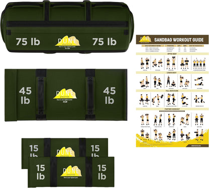 Sandbags for Working Out (Unfilled) - Enhance Your Fitness with Our Workout Sandbag, Versatile & Durable Sand Bags for Weight Training 15-75 lbs - Sandbags for Fitness Guide Included