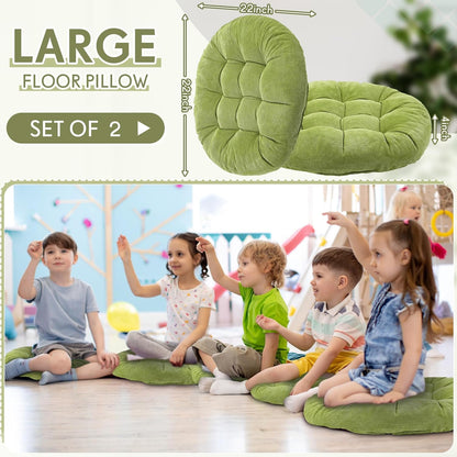 Jerify Floor Pillow Cushions Large Round Square Large Meditation Floor Pillow for Classroom Adult Meditation Picnic Party Seating Learning Daycare School(Square,Mixed Colors,4 Pcs)
