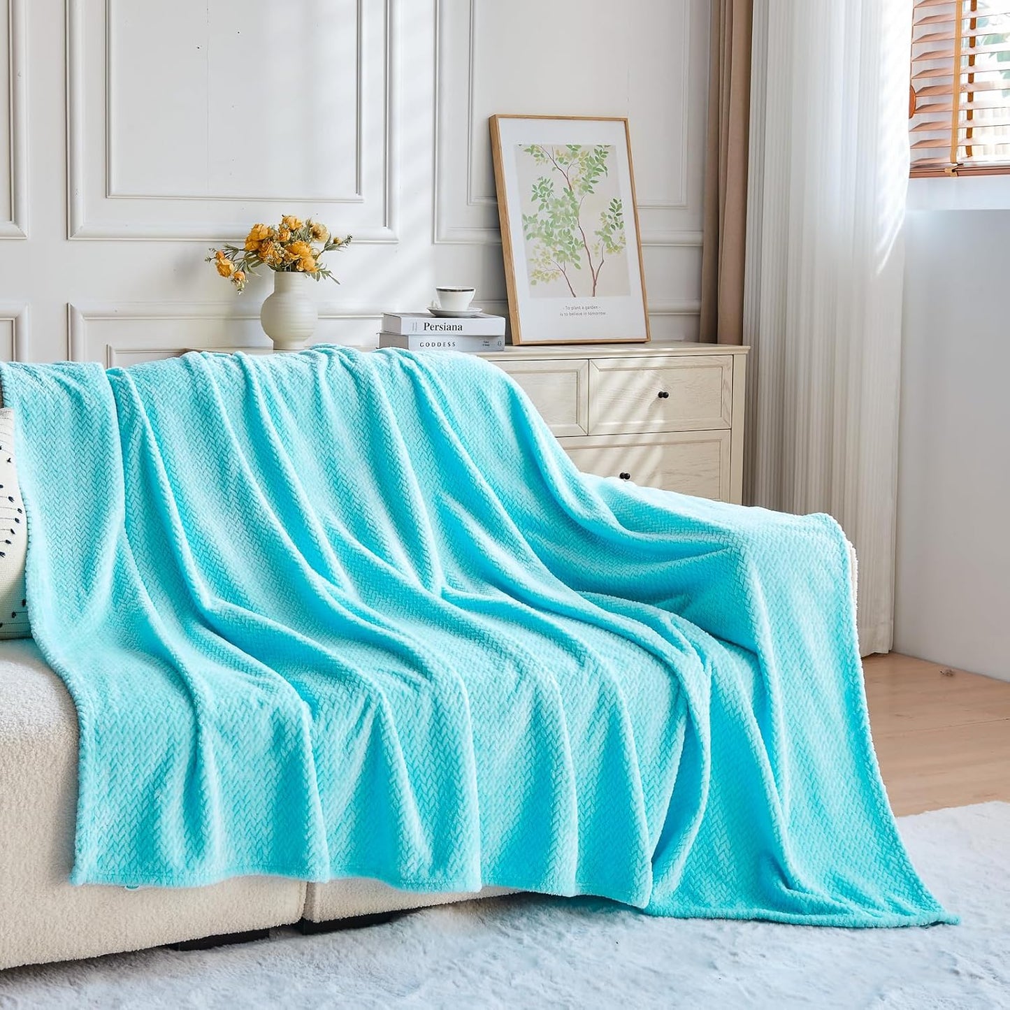 NEWCOSPLAY Super Soft Throw Blanket Light Purple Premium Silky Flannel Fleece Leaves Pattern Lightweight Bed Blanket All Season Use (Light Purple, Throw(50"x60")) - Colors A