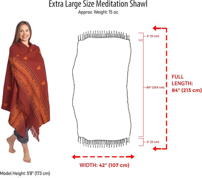 Exotic Vegan Meditation Shawl - Large Unisex Prayer Wrap, Oversize Scarf & Versatile Indian Style Blanket