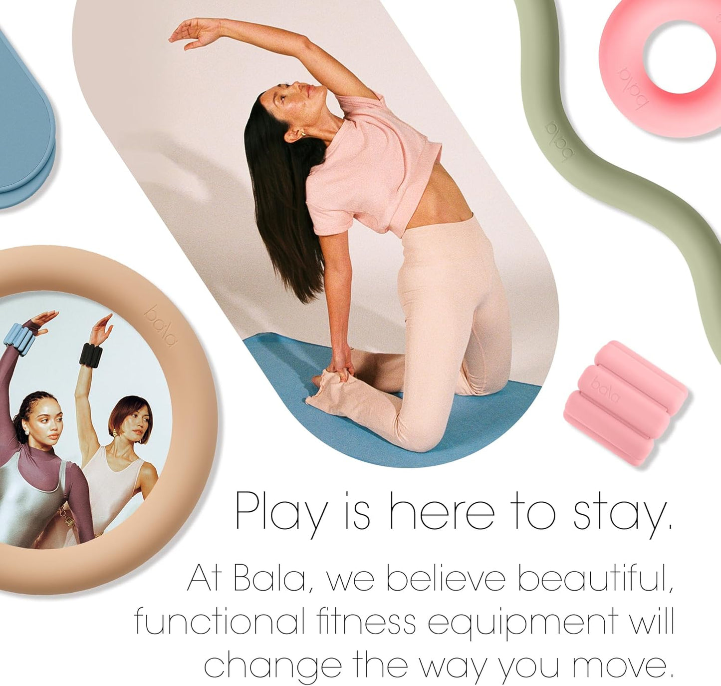 Bala Play Mat Towel, Sea - Non-Slip Absorbent Gym Towels Designed for Sweat, Hot Yoga, Pilates & Core Training Workouts - Fitness & Exercise Gear Essentials for Working Out - Men & Women