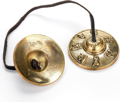 Foraineam Tingsha Cymbals Meditation Chime Bells, 2.5 Inch Brass Tibetan Tingsha Bells Relaxation Musical Instruments for Mindfulness, Chakra Healing, Stress Relief, Sound Awakening, Yoga Meditation