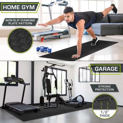 ProsourceFit Exercise Puzzle Mat ½-inch, EVA Interlocking Foam Floor Tiles for Home Gym, Workout Equipment, Kids Play Areas, Black, 24 SQ FT - 6 Tiles