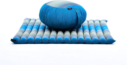 Leewadee Meditation Cushion Set – 1 Round Zafu Meditation Pillow and 1 Square Roll-Up Zabuton Meditation Mat, Pillows Bundle Filled with Kapok