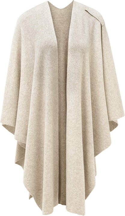 PULI Womens Large Cross Front Poncho Sweater Wrap Topper Knitted Elegant Shawls Cape for Fall Winter
