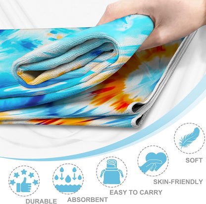 Yoga Mat Towel,Hot Yoga Towel High-Definition Pattern,Machine Washable with Ultra-Absorbent Yoga Towels for Hot Yoga Non Slip for Fitness,Exercise,Pilates,72 x 27 in,Pink and Green Gradient