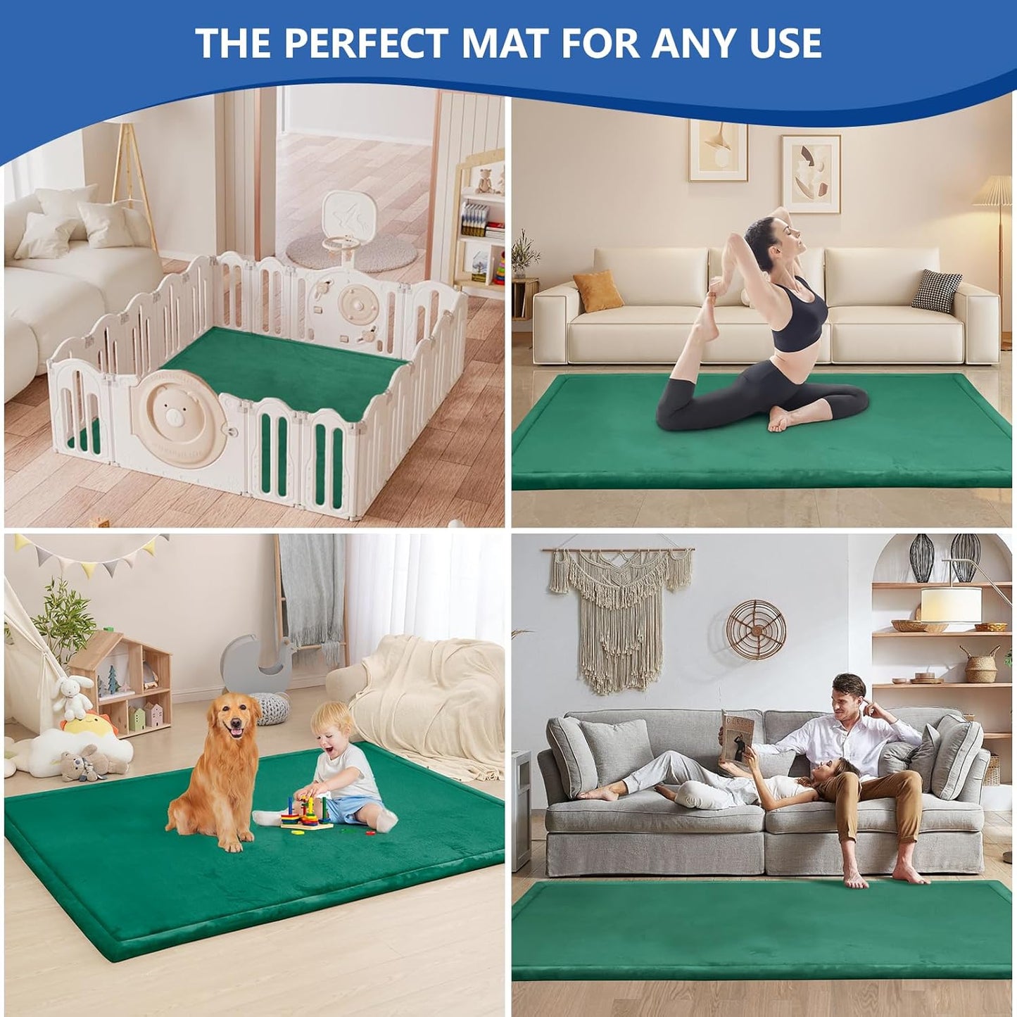 Baby Play Mat for Floor,1.3" Thick Memory Foam Tummy Time Mat,Soft Coral Velvet Nursery Rug,Large Non Slip for Crawling,Toddlers,Infants,Kids,Yoga & Tatami Style for Living Room(Dark Gray)