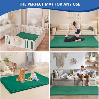 Baby Play Mat for Floor,1.3" Thick Memory Foam Tummy Time Mat,Soft Coral Velvet Nursery Rug,Large Non Slip for Crawling,Toddlers,Infants,Kids,Yoga & Tatami Style for Living Room(Dark Gray)