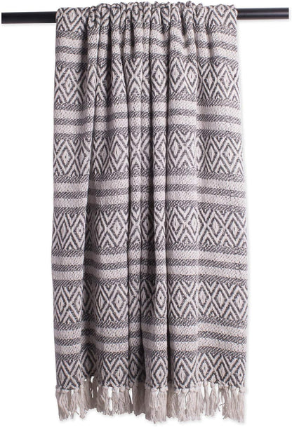 DII Global Diamond Stripe Woven Throw, 50x60-Inch, Mineral