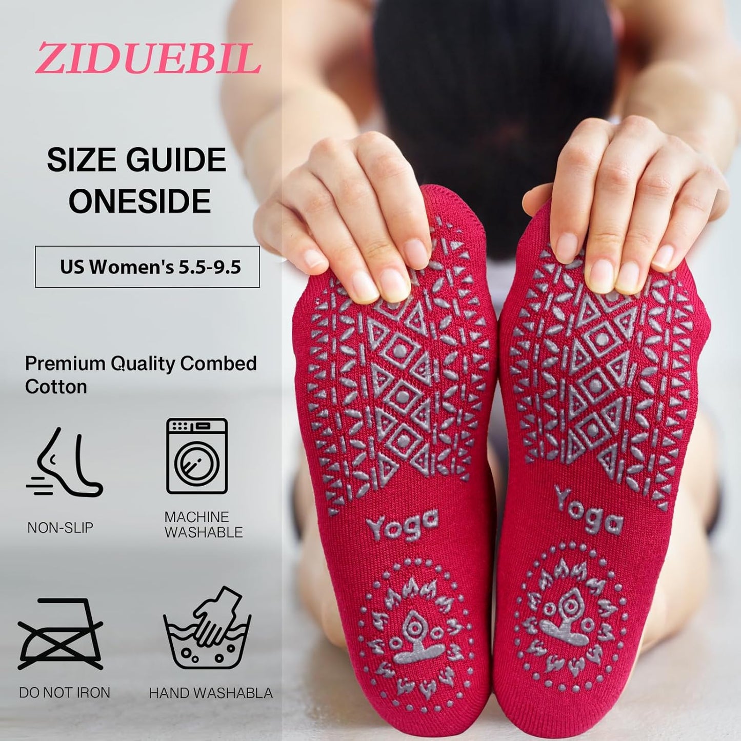 4-Pack Professional Yoga Socks for Women - Pilates Grip Socks for Barre, Dance, Plasticity, Home, Studio - Fits US 5-10