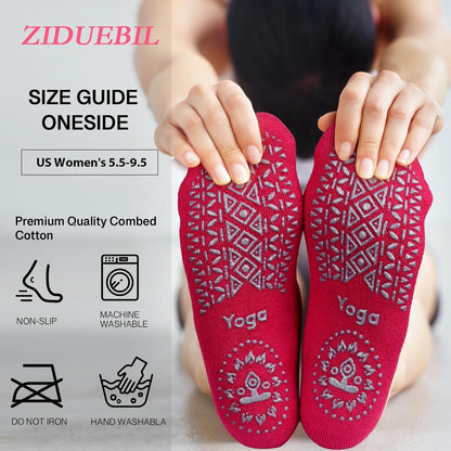 4-Pack Professional Yoga Socks for Women - Pilates Grip Socks for Barre, Dance, Plasticity, Home, Studio - Fits US 5-10