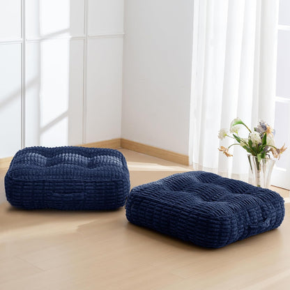 HIGOGOGO Floor Pillow Cushion for Adults, Meditation Cushion Pillow, Blended Corduroy Cover, Large Square Floor Sitting for Tatami Living Room or Yoga, 22x22 Inch, Beige