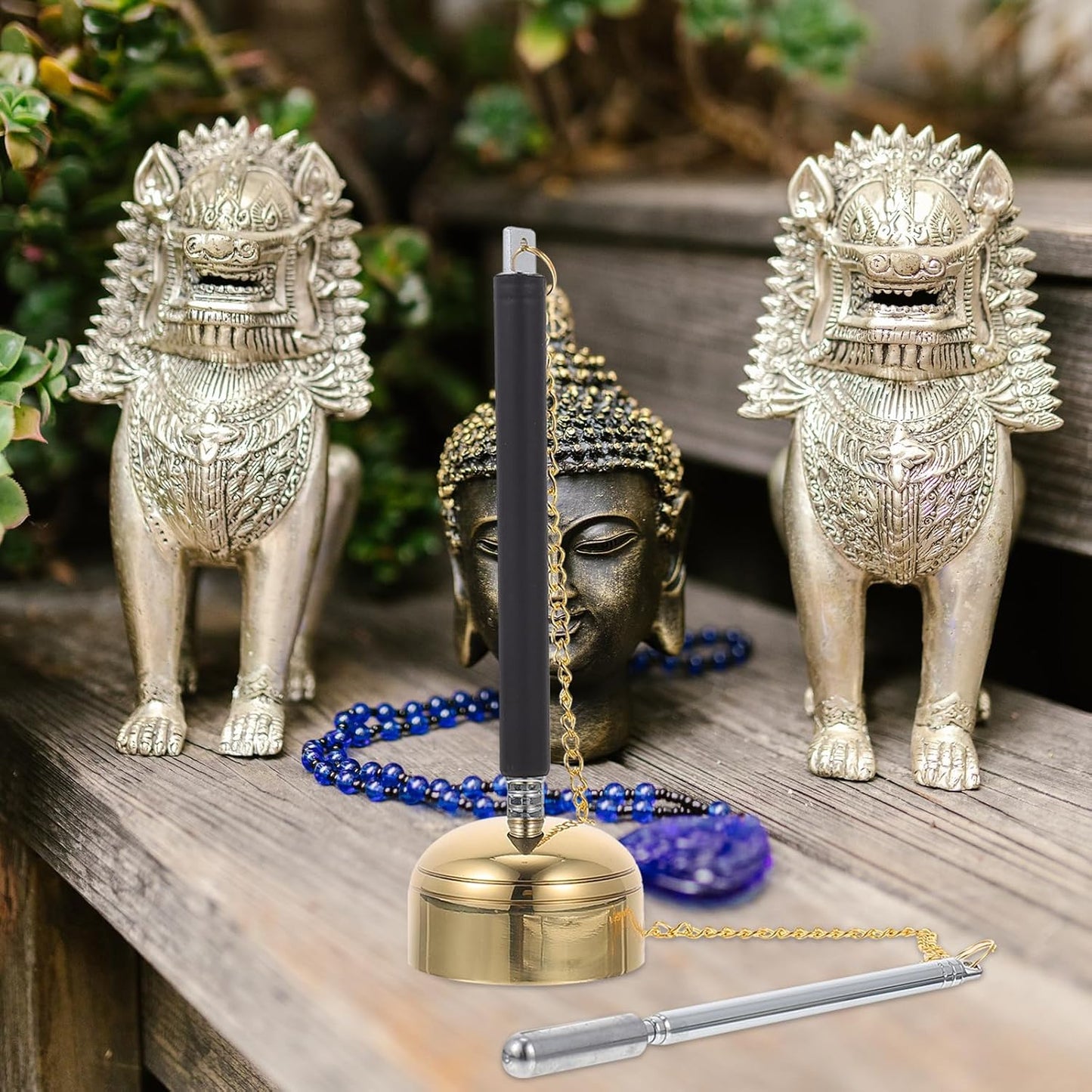 VOSAREA Tingsha Bell Buddhist Chime Meditation Chime Bells Buddhist Lucky Symbols Tingsha Cymbals Temple Dharma Ritual Utensil