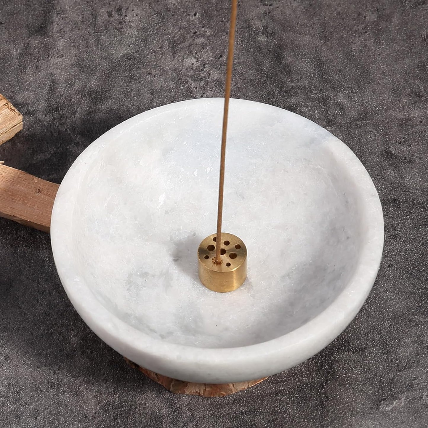 Koville Natural Marble Incense Holder, Incense Holder for Sticks with 9 Holes, Handmade Incense Burner Ash Catcher for Meditation Yoga SPA, Balsam Fir/Palo Santo/Sage/Cone (RoyalBeige)