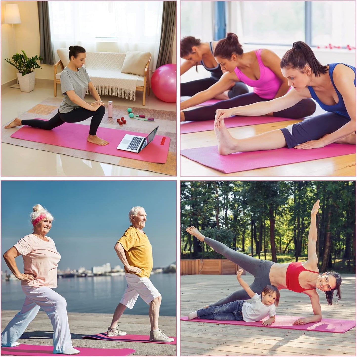 3 mm Thick Yoga Mat Bulk, Non Slip Exercise Workout Fitness Pad for Women Men, Gym Home Yoga Pilates, Easy to Clean, Sturdy PVC