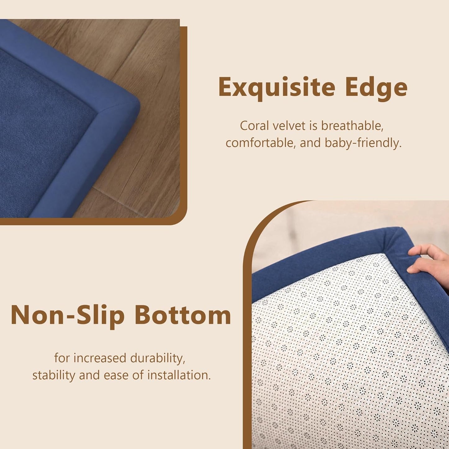 Baby Play Mat for Floor, 1.3'' Thick Memory Foam Tummy Time Mat - Super Soft Coral Velvet Nursery Rug with Non-Slip Backing, Crawling Rug for Toddlers/Infants, Yoga & Tatami Use, Oatmeal, 79''x 118''