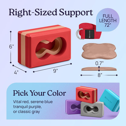 Deep-Zen® Yoga Blocks Wrist Support; Yoga Blocks 2 Pack with Knee Pads and Strap to Put Less Weight on Wrists; Durable, Versatile Yoga Brick Exercise Block Set, Blocks Yoga