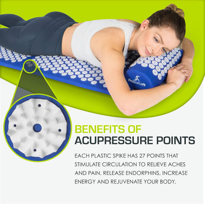 ProsourceFit Acupressure Mat and Pillow Set for Back/Neck Pain Relief and Muscle Relaxation
