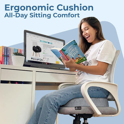 5 STARS UNITED Donut Pillow Hemorrhoid Tailbone Cushion – Large Floor Cushion for Pain Relief – Coccyx, Prostate, Sciatica, Pelvic Floor, Pressure Sores, Pregnancy, Postpartum Recovery, Black