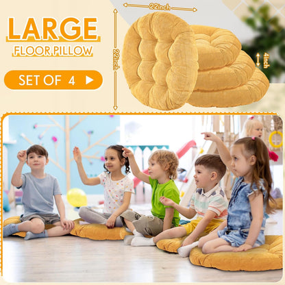 Jerify Floor Pillow Cushions Large Round Square Large Meditation Floor Pillow for Classroom Adult Meditation Picnic Party Seating Learning Daycare School(Square,Mixed Colors,4 Pcs)