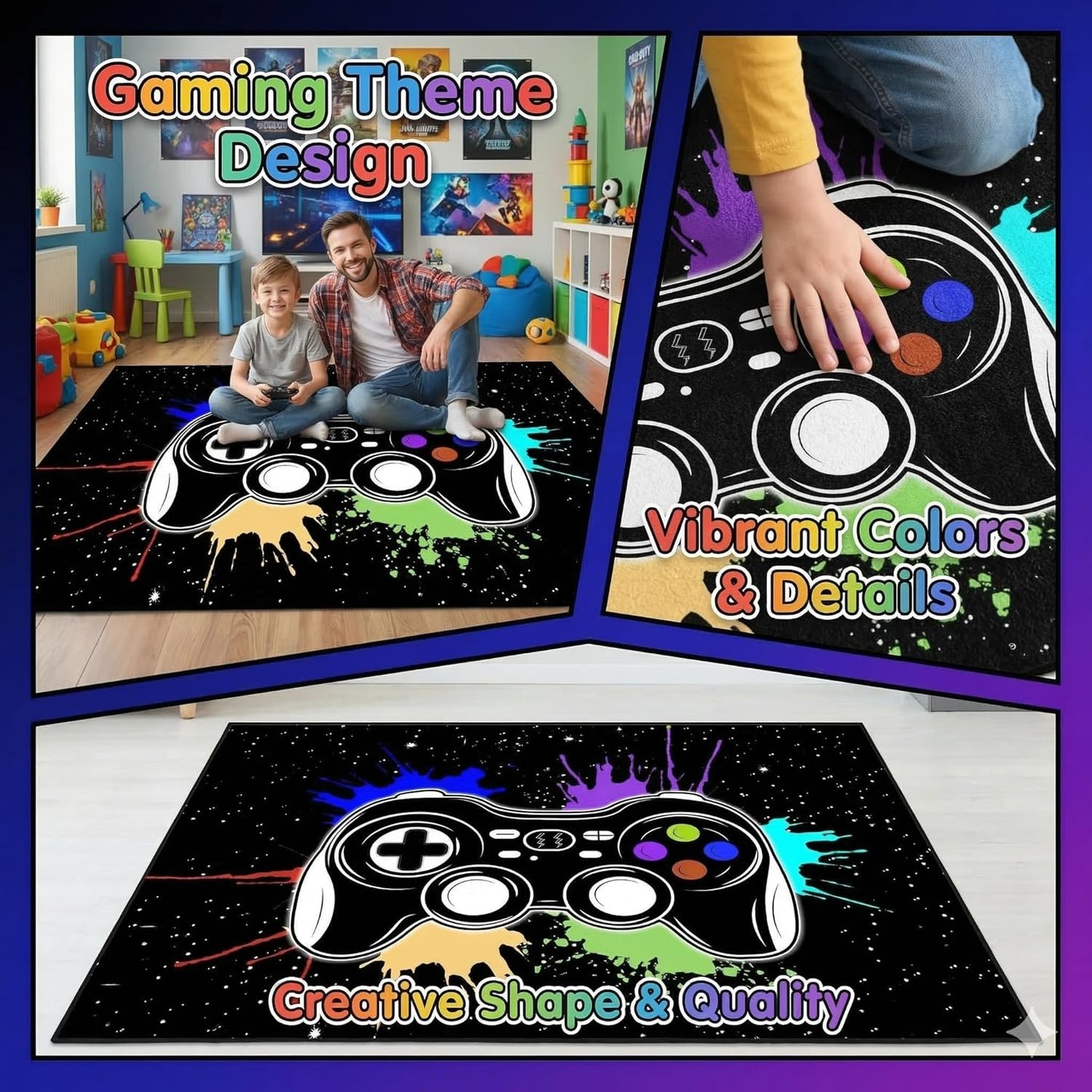 Game Controller Rugs for Bedroom Boys Living Room Gamer Gamepad Red Carpets Floor Mat Player Indoor Mats Gaming Art Design Home Decor Crystal Doormat Yoga Mats 3'x5'