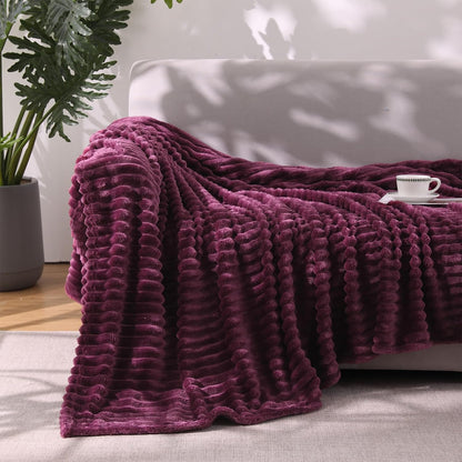 Khaki Throw Blanket for Couch Sofa 50x60 inches Striped Fleece Blankets Room Home Decor Lightweight Plush Soft Cozy Gifts for Women Mom Girls