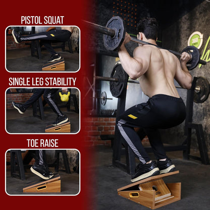 Professional Adjustable Calf Stretcher Slant Board for Squats for Ankle and Achilles Stretching, Posture Wooden Slant Board for Calf Stretching, Squat Wedge for Physical therapy & Exercise