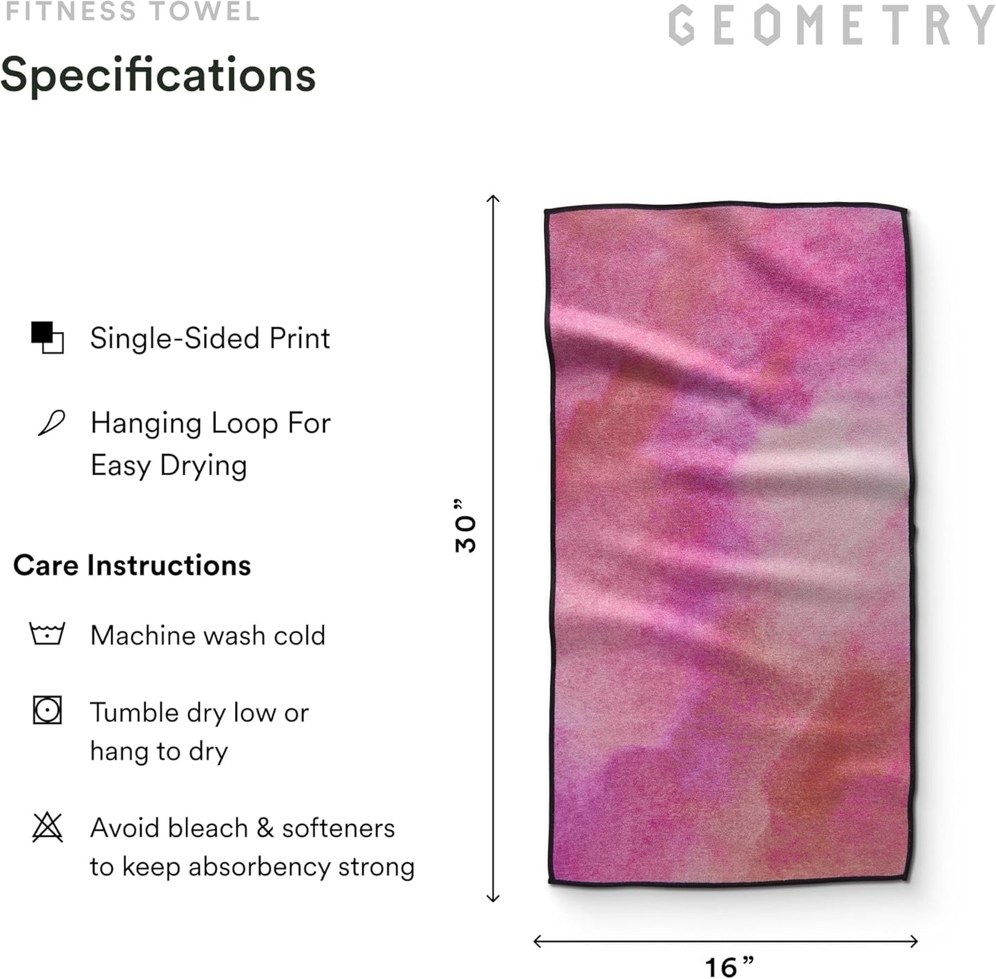 GEOMETRY Gym Towel for Working Out - Compact & Quick Dry, Super Absorbent Microfiber Sweat Towel - Premium Microfiber for Gym - Zig, 16" x 30", 1 Piece
