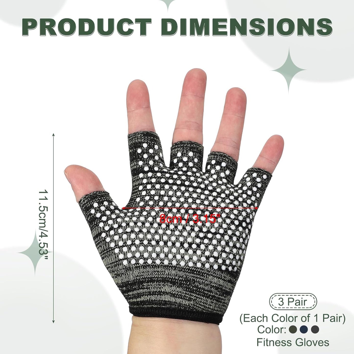 Yoga Gloves, Non Slip Fingerless Pilates Gloves Breathable Exercise Workout Mittens